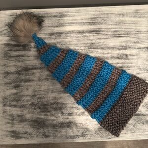 Striped Knit Beanie with Pom Pom